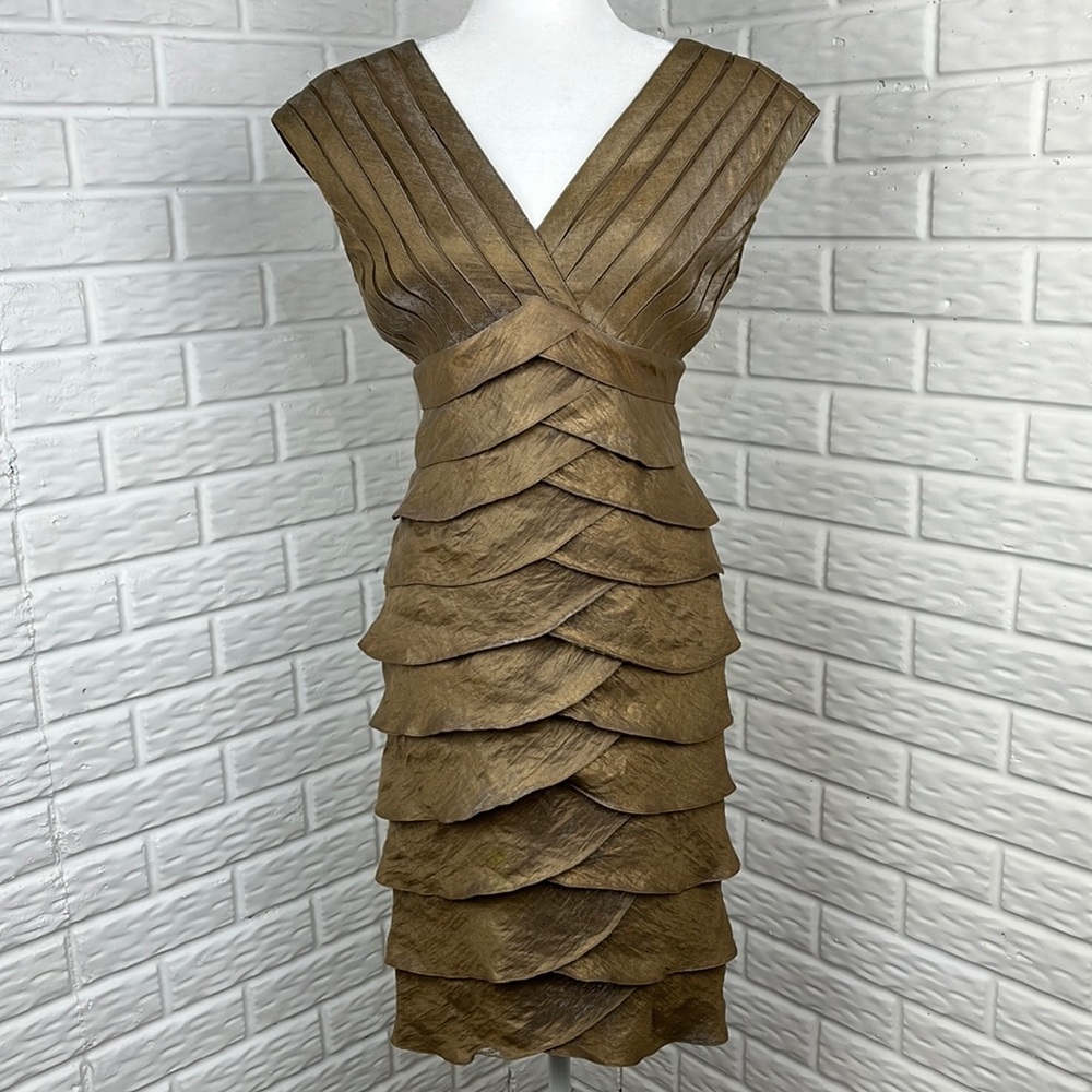 Adrianna Papell Bronze Layered Midi Dress